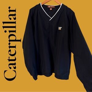 Caterpillar Black Polyester Windbreaker Pullover. 2X. Pockets. EUC! Like new!